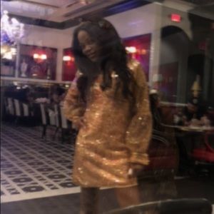 Free People gold sequence dress